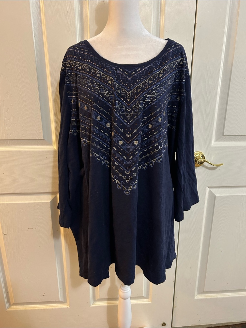 Catherines navy & gold tunic, size 26W/28W